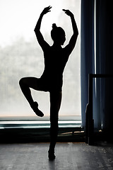 Image showing Ballerina silhouette dancing