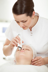 Image showing Ultrasonic facial cleaning at beauty treatment salon