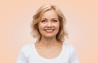 Image showing smiling woman in blank white t-shirt