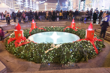 Image showing Advent decoration on Mandusevac water fountain