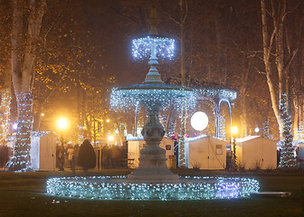 Image showing Illuminated fountain in Zrinjevac