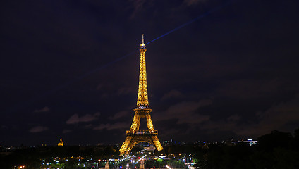 Image showing View of the light show on the Eiffel Tower, Paris