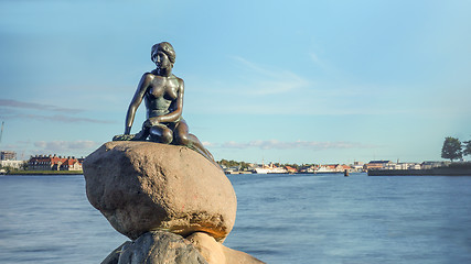 Image showing Little Mermaid statue on rock in Denmark