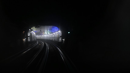 Image showing Paris metro subway with station in background