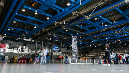 Image showing Vistors walking in the Georges Pompidou Centre