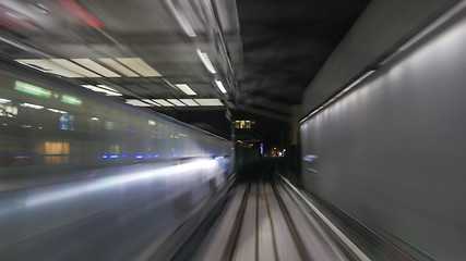 Image showing Train\'s motion in metropolitan tunnel