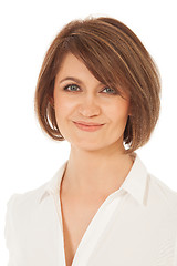 Image showing Close-up of beautiful adult woman smiling at camera