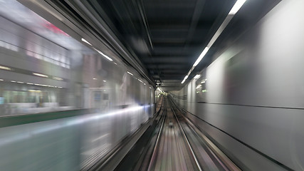 Image showing Moving subway train