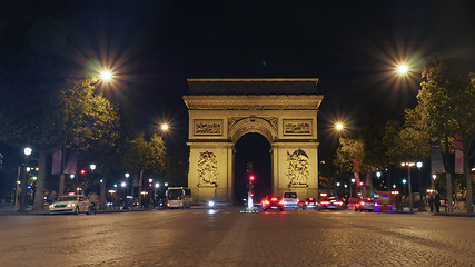 Image showing Arc de Triomphe, Paris illuminated at night