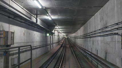 Image showing Subway rails in tunnel 