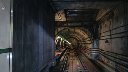 Image showing Metropolitan tube in lamps light