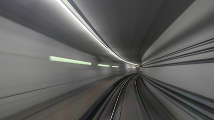 Image showing Subway rails in tunnel