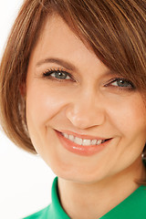 Image showing Close-up of beautiful adult woman smiling at camera