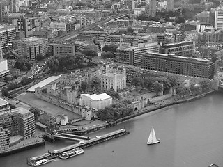 Image showing Black and white Aerial view of London