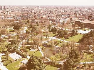 Image showing Retro looking Milan aerial view