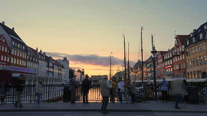 Image showing Copenhagen harbor at sunset