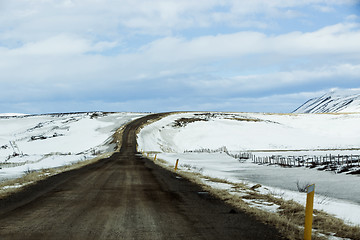 Image showing Lonely road in Iceland, wintertime
