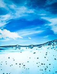 Image showing Close up water on a background of blue sky