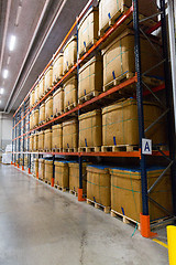 Image showing cargo boxes storing at warehouse shelves