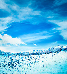 Image showing Close up water on a background of blue sky