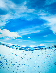 Image showing Close up water on a background of blue sky