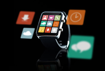 Image showing close up of smart watch with menu icons on screen