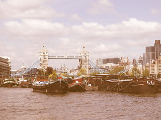 Image showing River Thames and Tower Bridge, London vintage