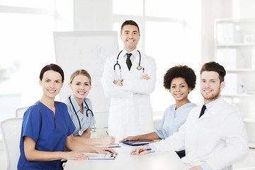 Image showing group of doctors on presentation at hospital