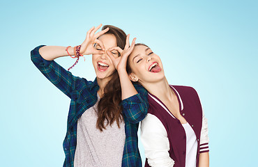 Image showing happy smiling pretty teenage girls having fun