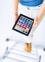 Image showing woman working with color sample app