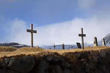 Image showing Graveyard at the black church of Budir