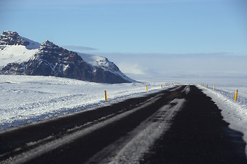 Image showing Snowy road conditions in Iceland