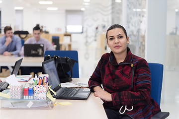 Image showing startup business, woman  working on laptop