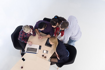 Image showing aerial view of business people group on meeting