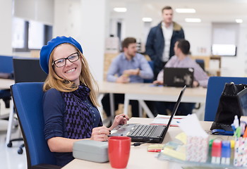 Image showing startup business, woman  working on laptop