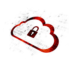 Image showing Cloud computing concept: Cloud With Padlock on Digital background