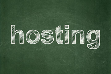 Image showing Web design concept: Hosting on chalkboard background