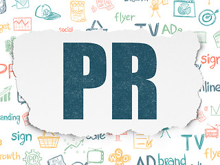 Image showing Marketing concept: PR on Torn Paper background