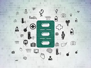 Image showing Health concept: Pills Blister on Digital Paper background