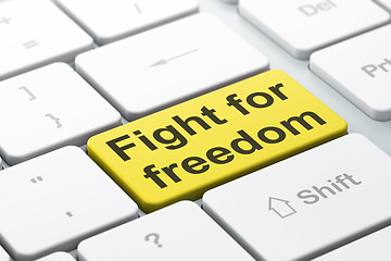 Image showing Politics concept: Fight For Freedom on computer keyboard background