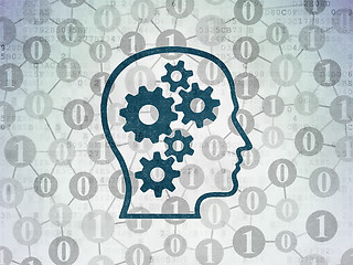 Image showing Data concept: Head With Gears on Digital Paper background
