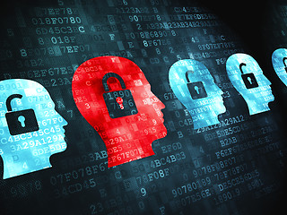 Image showing Business concept: Head With Padlock on digital background