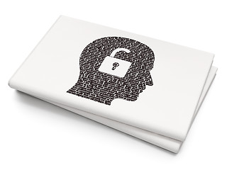 Image showing Finance concept: Head With Padlock on Blank Newspaper background