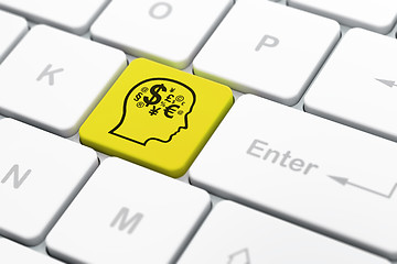 Image showing Studying concept: Head With Finance Symbol on computer keyboard background