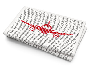 Image showing Vacation concept: Aircraft on Newspaper background