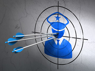 Image showing Law concept: arrows in Police target on wall background