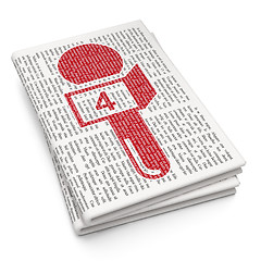 Image showing News concept: Microphone on Newspaper background