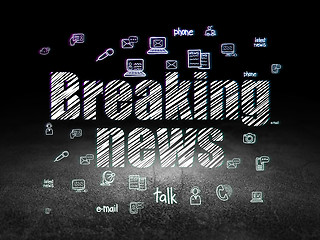 Image showing News concept: Breaking News in grunge dark room