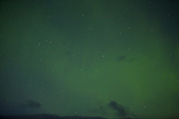 Image showing Northern lights with bright stars in Iceland