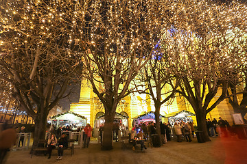 Image showing Art Pavilion with illuminated trees